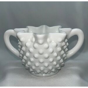 Fenton‎ Hobnail White Milk Glass Star Shaped Sugar Bowl 3" Vintage